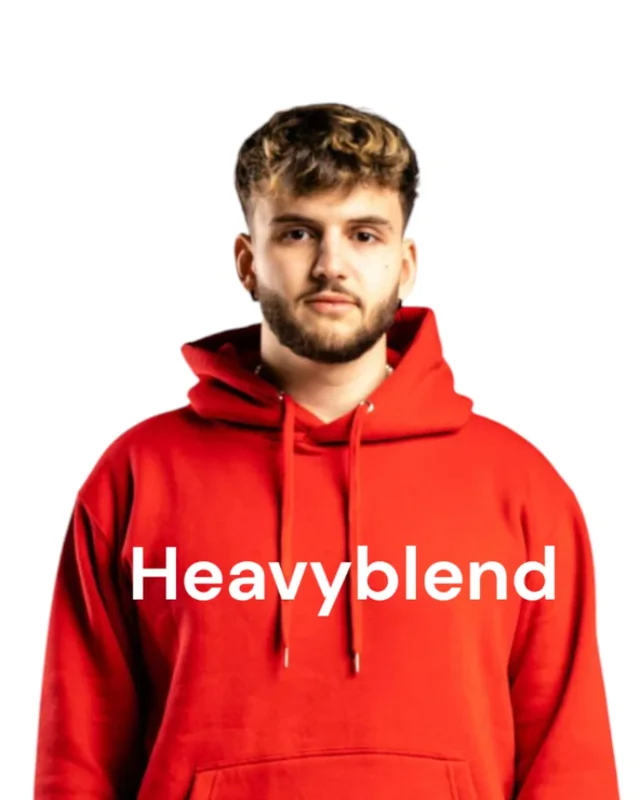 Red Heavyblend hoodie worn by a model